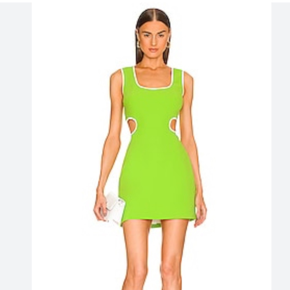 NWOT XS Amanda Uprichard Lime Cut-out Mini Dress
